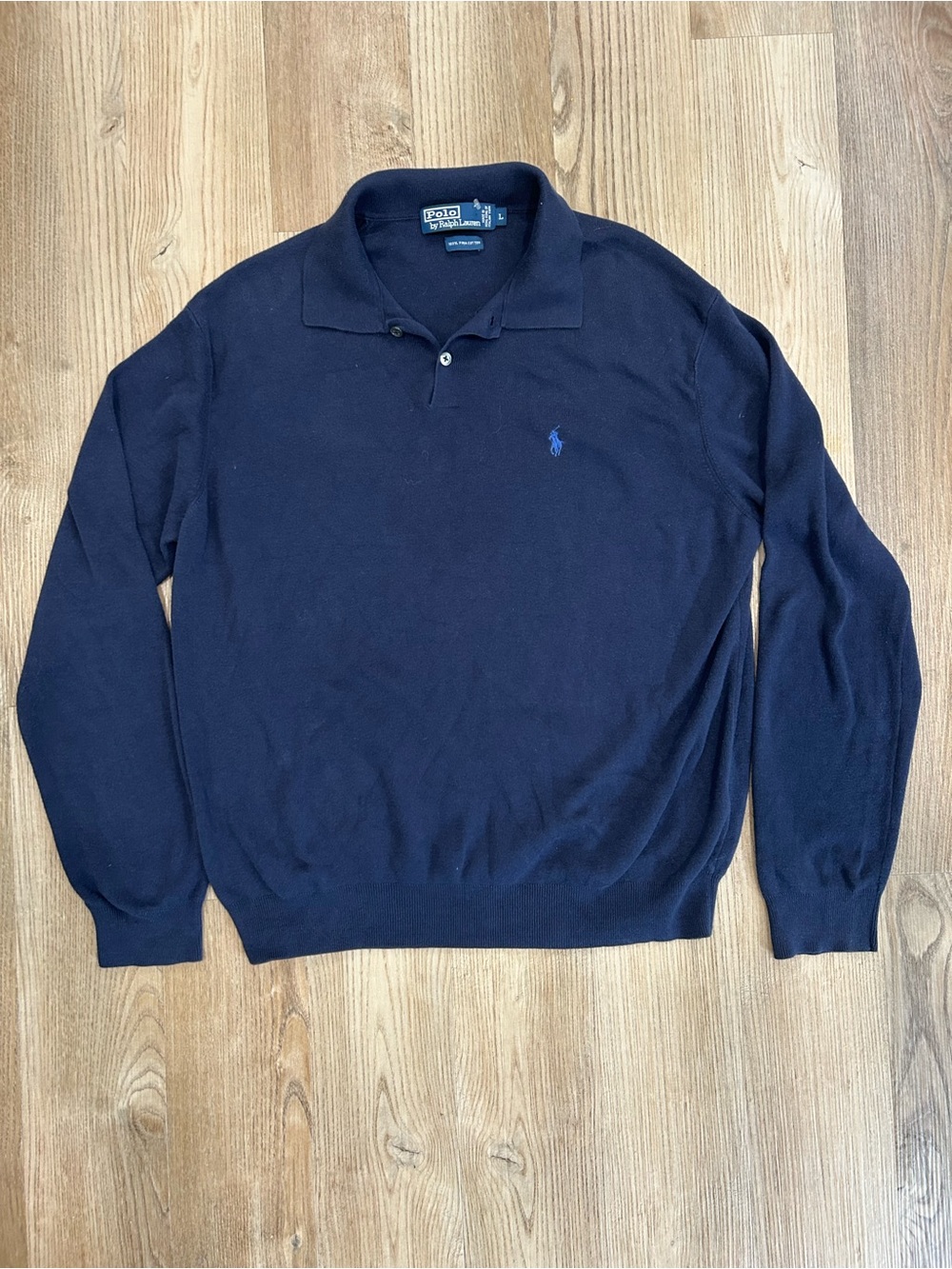 Ralph Lauren Navy Long Sleeve Polo Shirt with Embroidered Pony
